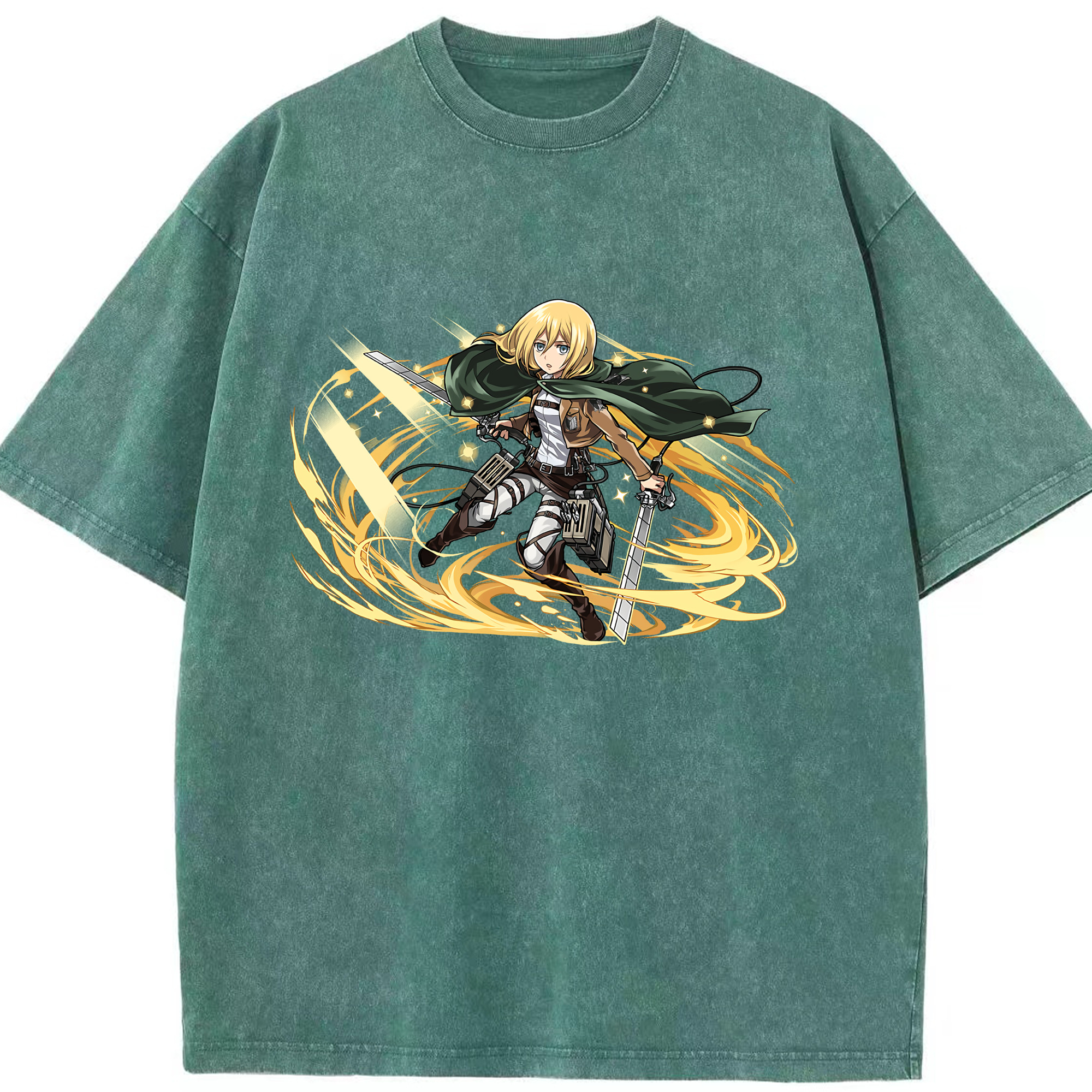 （画像用） 進撃の巨人 クリスタ·レンズ Attack on Titan Christa Lenz 綿100% ヴィンテージ風 半袖Tシャツ（フロントプリント）